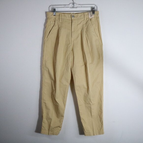AMO Josephine Creme Brulee Cotton Linen Trouser Pant Women 25 Ankle Pleated Boho - Picture 1 of 7